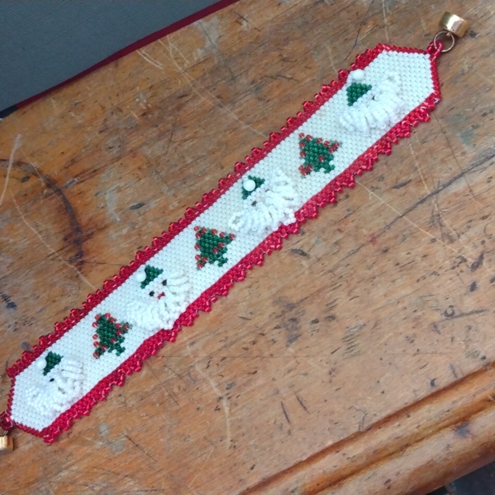 Hand beaded Santa bracelet